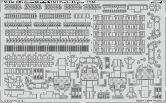 Eduard 53146 1/350 Ship- HMS Queen Elizabeth 1943 Pt.2 AA Guns for TSM