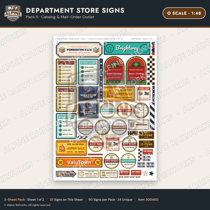Alpine Railworks 30048O O Scale Department Store Signs - Catalog