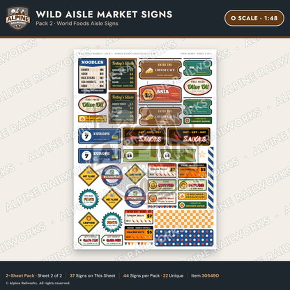 Alpine Railworks 30549O O Scale Roadside Signs - Jungle Grocery Store