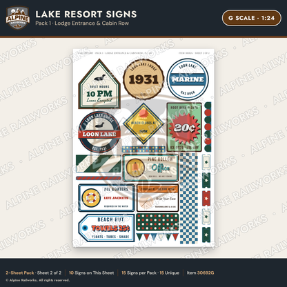 Alpine Railworks 30692G G Scale Lake Resort Signs - Lodge Entrance