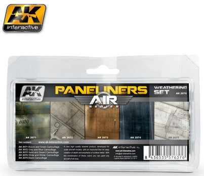 AK Interactive 2070 Air Series: Panel Liners Weathering Enamel Paint Set (5 Colo