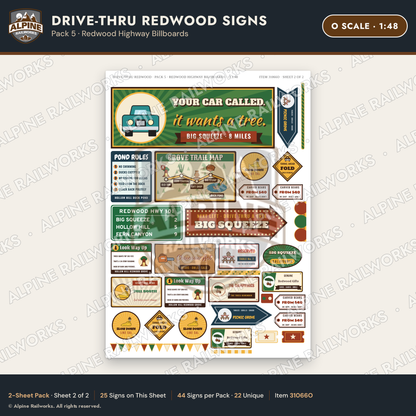 Alpine Railworks 31066O O Scale Roadside Signs - Drive-Thru Tree