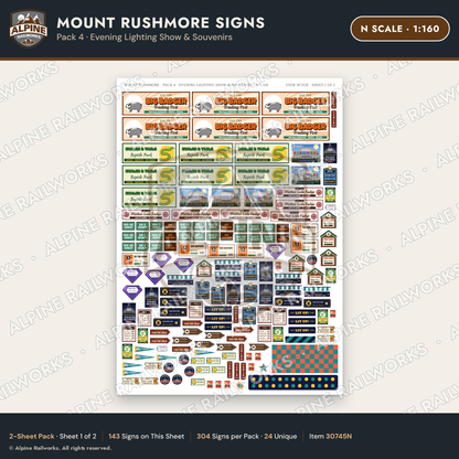 Alpine Railworks 30745N N Scale Tourist Signs - Mount Rushmore