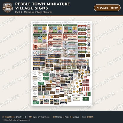 Alpine Railworks 31057N N Scale Roadside Signs - Miniature Village