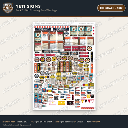 Alpine Railworks 30166HO HO Scale Yeti Signs