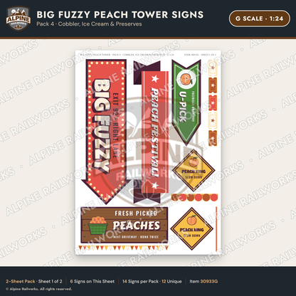 Alpine Railworks 30933G G Scale Roadside Signs - Peach Water Tower