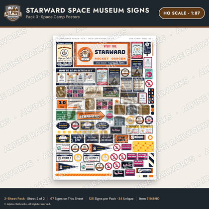 Alpine Railworks 31148HO HO Scale Roadside Signs - Space Museum