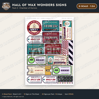 Alpine Railworks 31154G G Scale Roadside Attraction Signs - Wax Museum
