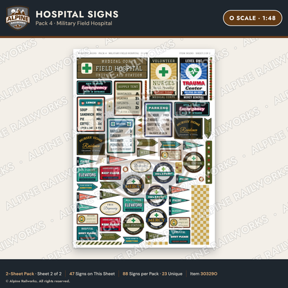 Alpine Railworks 30329O O Scale Hospital Signs