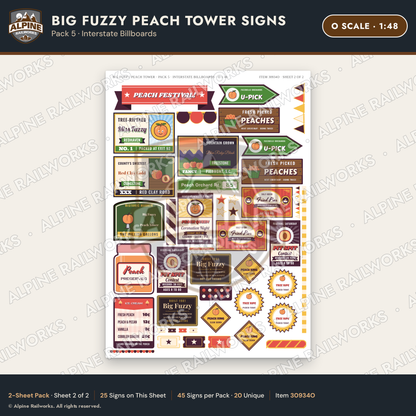Alpine Railworks 30934O O Scale Roadside Signs - Peach Water Tower