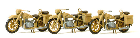 Preiser 16572 HO Scale BMW R12 Motorcycle Kits pkg(3) WWII
