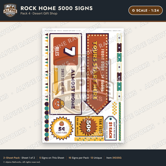 Alpine Railworks 31035G G Scale Roadside Signs - Cliff Rock House