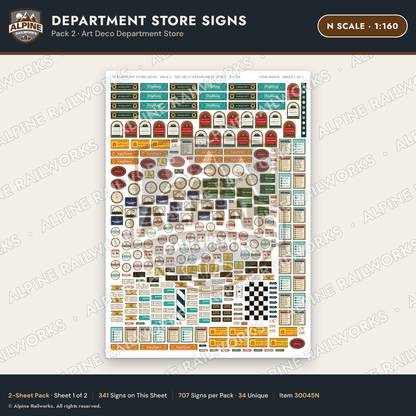 Alpine Railworks 30045N N Scale Department Store Signs