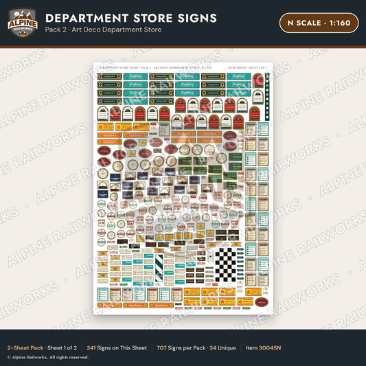 Alpine Railworks 30045N N Scale Department Store Signs