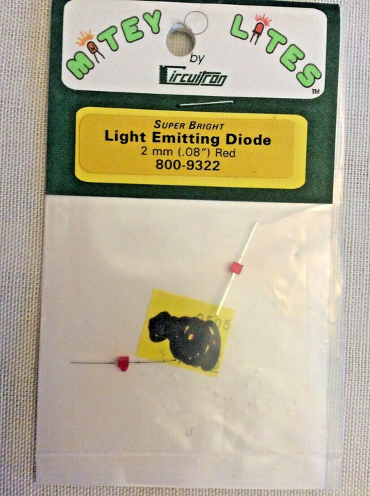 Circuitron 9322 All Scale LEDs - .075" .19cm Diameter pkg(2) -- Red
