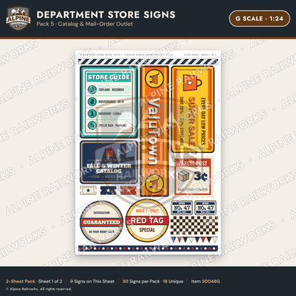 Alpine Railworks 30048G G Scale Department Store Signs - Catalog