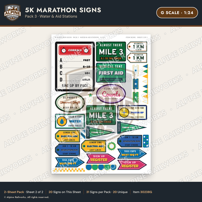 Alpine Railworks 30238G G Scale 5K Marathon Signs - Water