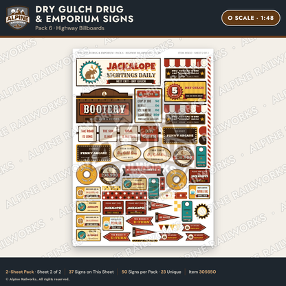 Alpine Railworks 30565O O Scale Roadside Signs - Western Drug Store
