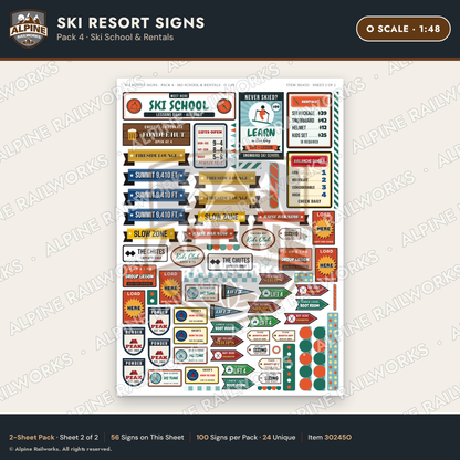Alpine Railworks 30245O O Scale Ski Resort Signs - Ski School