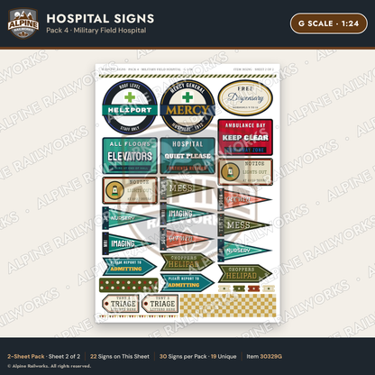 Alpine Railworks 30329G G Scale Hospital Signs
