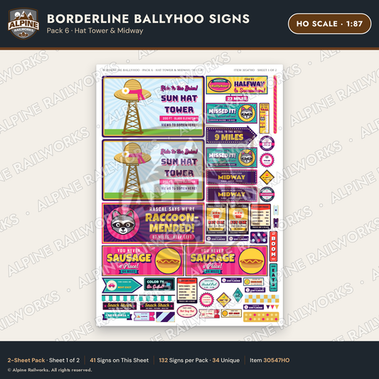 Alpine Railworks 30547HO HO Scale Roadside Signs - Border Tourist Stop