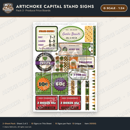 Alpine Railworks 31010G G Scale Roadside Signs - Giant Artichoke