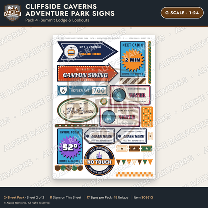 Alpine Railworks 30861G G Scale Roadside Signs - Cave Adventure Park
