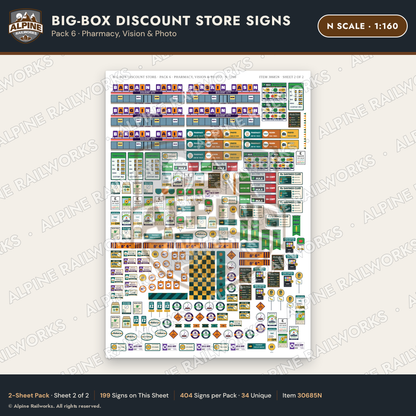 Alpine Railworks 30685N N Scale Big-Box Discount Store Signs