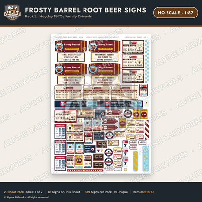 Alpine Railworks 30615HO HO Scale Fast Food Signs - Root Beer Drive-In