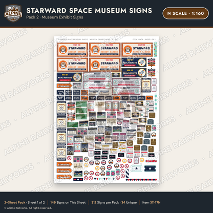 Alpine Railworks 31147N N Scale Roadside Signs - Space Museum