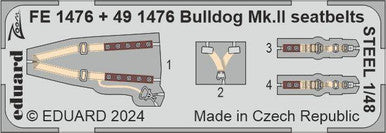 Eduard FE1476 1/48 Bulldog Mk.II Seatbelts STEEL Zoom Set for AIRFIX