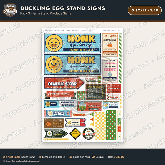 Alpine Railworks 30884O O Scale Roadside Signs - Giant Duck Farm Stand