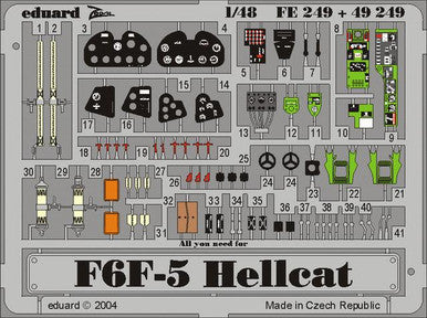 Eduard FE249 1/48 Hellcat Photo Etch Interior Detail Set for Hasegawa