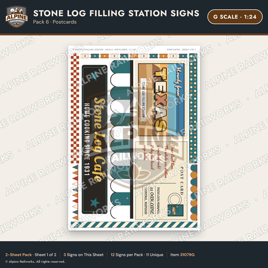 Alpine Railworks 31079G G Scale Roadside Signs - Petrified Wood