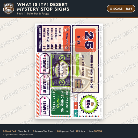 Alpine Railworks 30753G G Scale Roadside Signs - Desert Mystery Stop