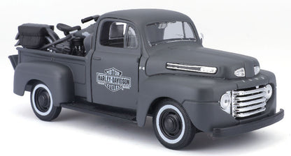 Maisto 32185BK 1/24 1948 Ford F-1 Pickup with Harley-Davidson
