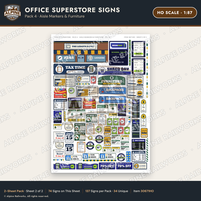 Alpine Railworks 30671HO HO Scale Office Superstore Signs