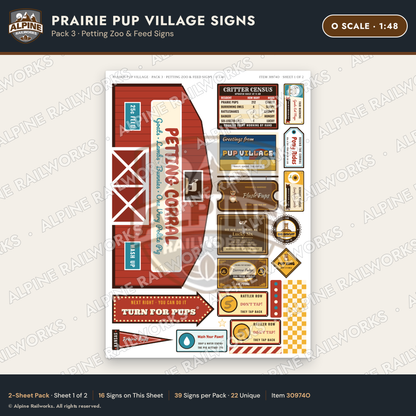 Alpine Railworks 30974O O Scale Roadside Signs - Prairie Dog Town