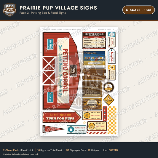 Alpine Railworks 30974O O Scale Roadside Signs - Prairie Dog Town