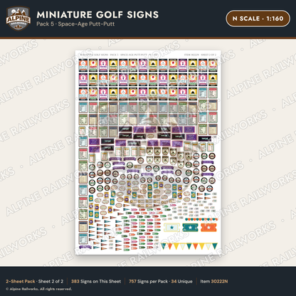 Alpine Railworks 30222N N Scale Miniature Golf Signs