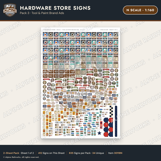 Alpine Railworks 30118N N Scale Hardware Store Signs - Tool