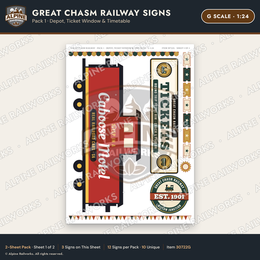 Alpine Railworks 30722G G Scale Tourist Signs - Canyon Railway - Depot