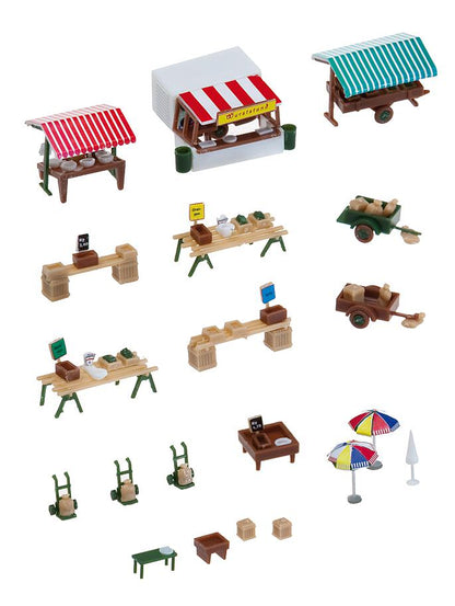 Faller 272533 N Scale Market Stands & Cart Model Kit