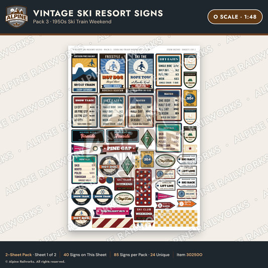 Alpine Railworks 30250O O Scale Vintage Ski Resort Signs