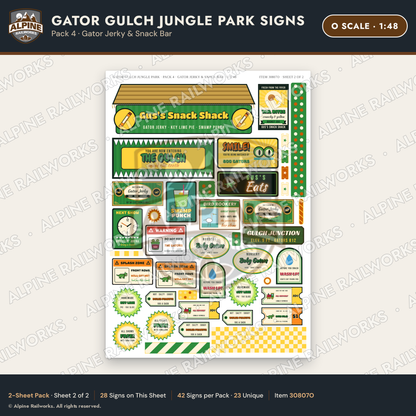 Alpine Railworks 30807O O Scale Roadside Signs - Alligator Park