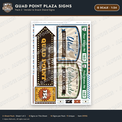 Alpine Railworks 31111G G Scale Roadside Signs - Four Corners