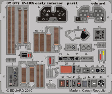 Eduard 32677 1/32 P-40N Early Interior for Hasegawa (Pre-Painted Self