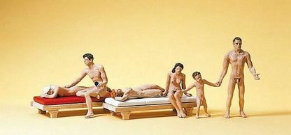 Preiser 10439 HO Scale Recreation Nude Bathers w/2 Lounges