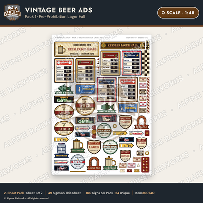 Alpine Railworks 30074O O Scale Vintage Beer Ads
