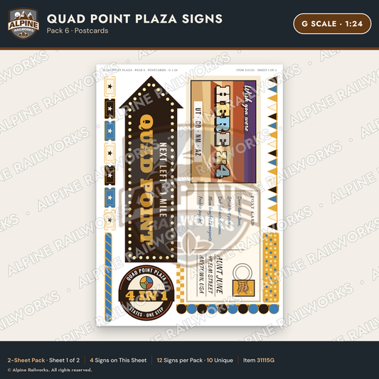 Alpine Railworks 31115G G Scale Roadside Signs - Four Corners